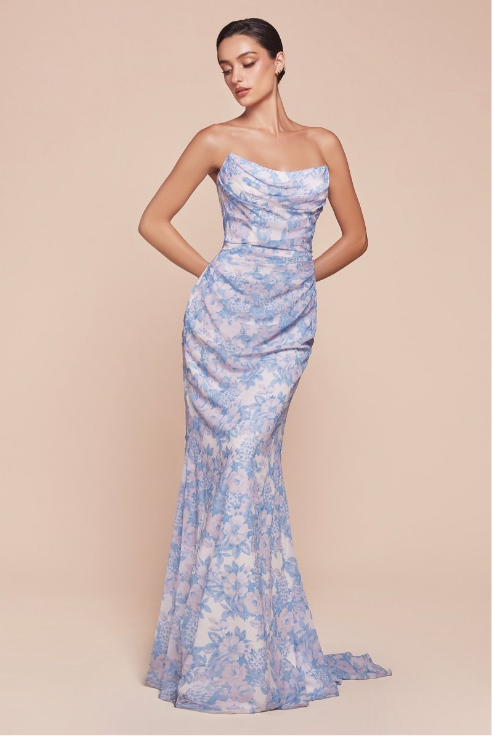 Strapless Floral Dress - LL4775BM