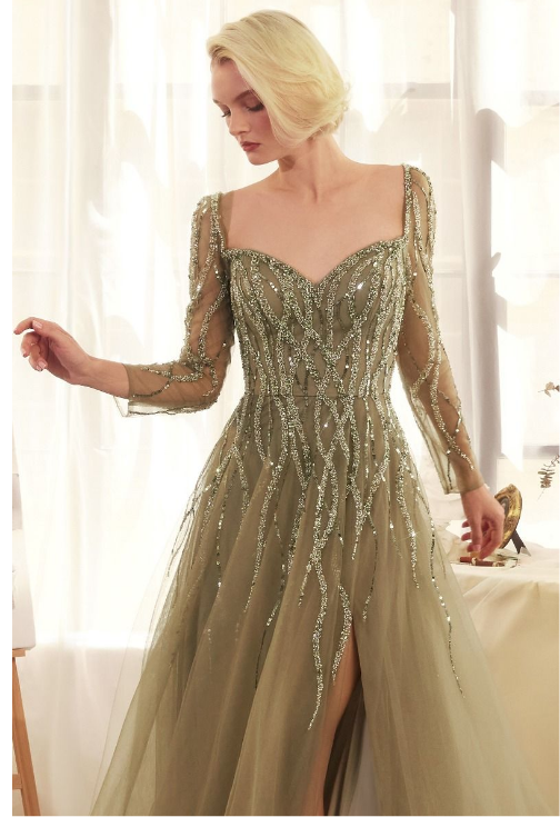 Long Sleeve A-Line Dress - LL1367MB