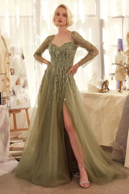 Long Sleeve A-Line Dress - LL1367MB