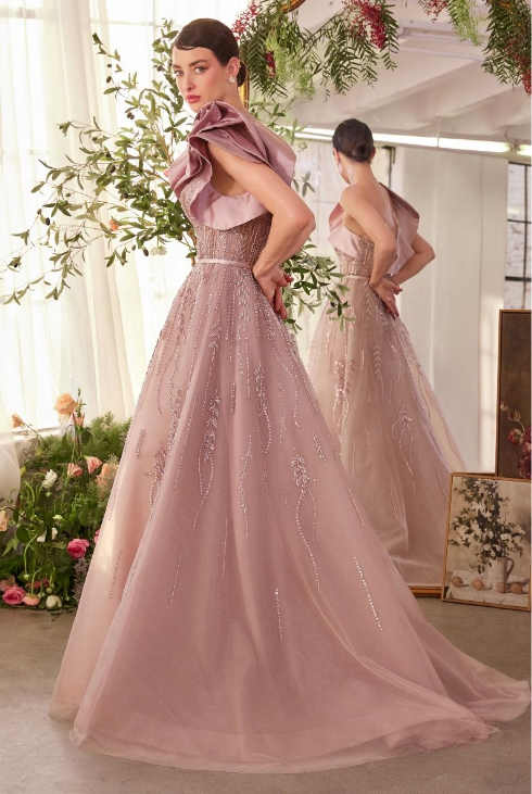One Shoulder Gown - LL1373MB