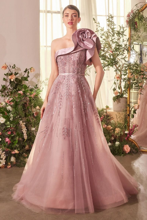 One Shoulder Gown - LL1373MB