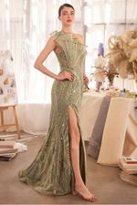 One Shoulder Gown - LL1435MB