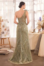 One Shoulder Gown - LL1435MB