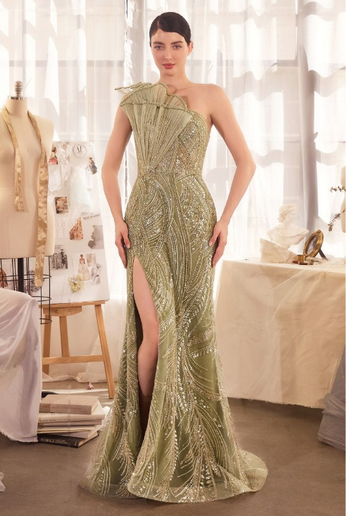 One Shoulder Gown - LL1435MB