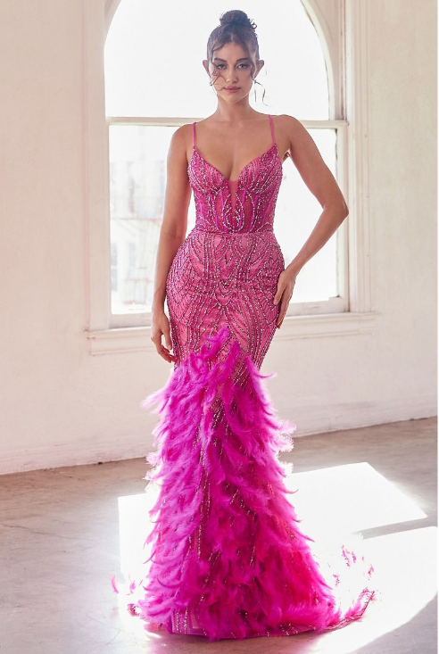 Feathered Mermaid Gown - LL2308EV