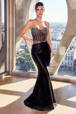 Rhinestone Satin Gown - LL4004EV