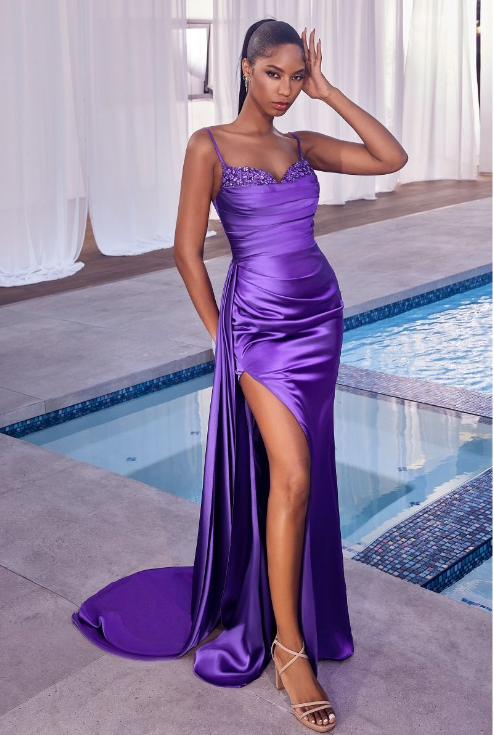 Satin Pleated Gown - LL340EV