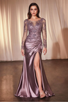 Lace Satin Fitted Gown - LL505MB
