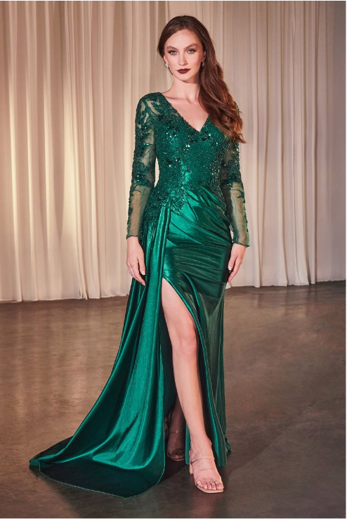 Lace Satin Fitted Dress - LL506MB