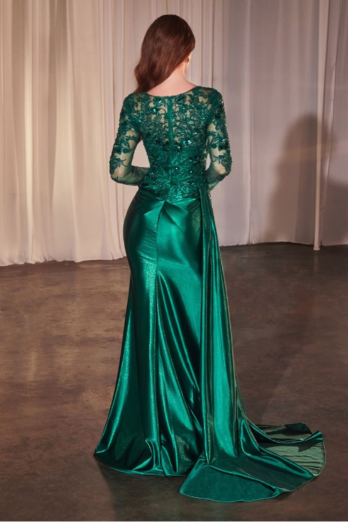 Lace Satin Fitted Dress - LL506MB