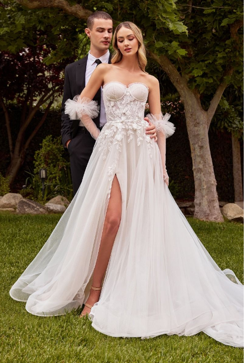 A- Line Bridal Dress With Gloves - LL859B