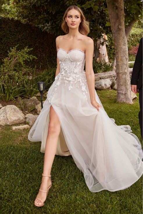 A- Line Bridal Dress With Gloves - LL859B