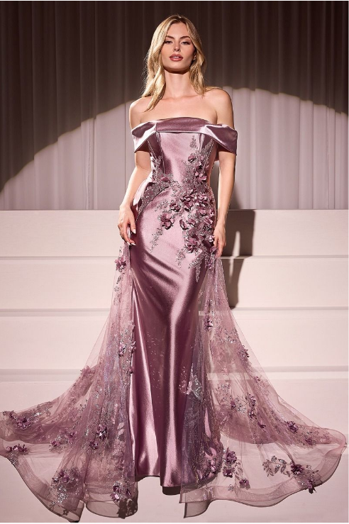 Fitted Gown With Overskirt - LL876MB