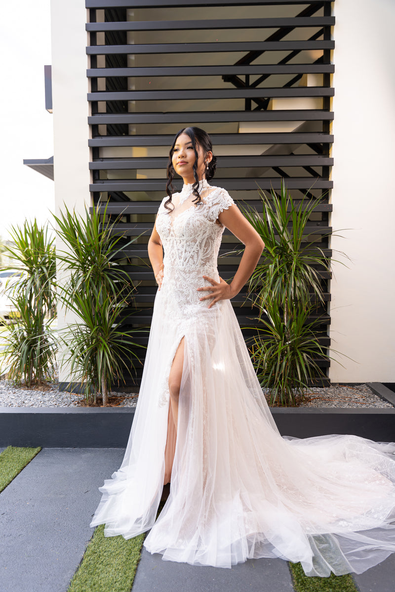 Short Sleeve Wedding Dress - LL035B