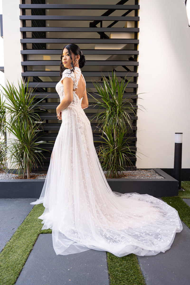 Short Sleeve Wedding Dress - LL035B