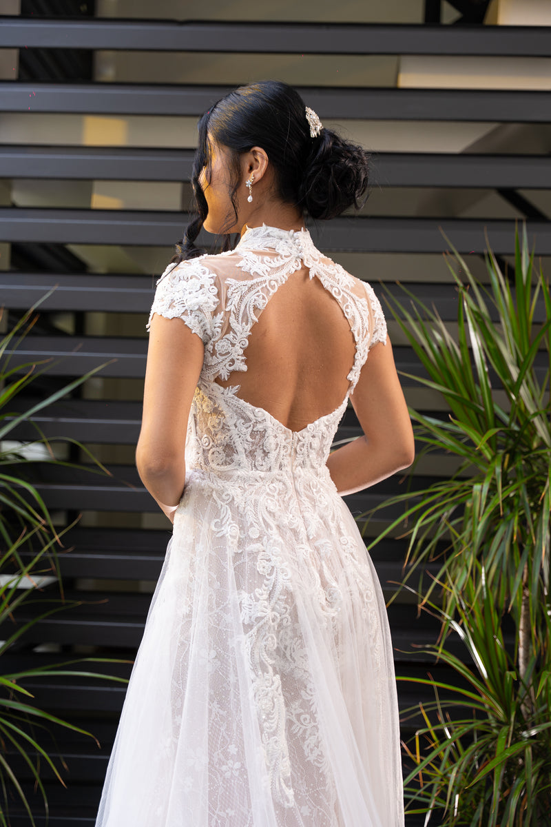 Short Sleeve Wedding Dress - LL035B