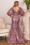 Mermaid Glitter print Gown - LL009BM