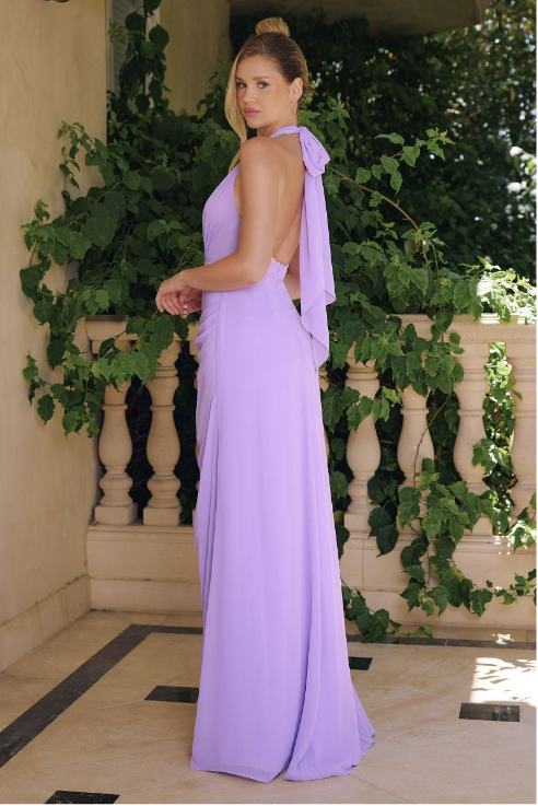 Fitted bodice with draped A-line Dress - LL713BM