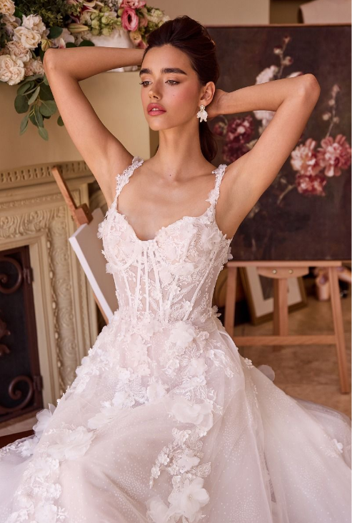 Floral Applique Bridal Gown - LL045B