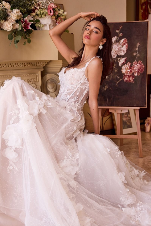 Floral Applique Bridal Gown - LL045B