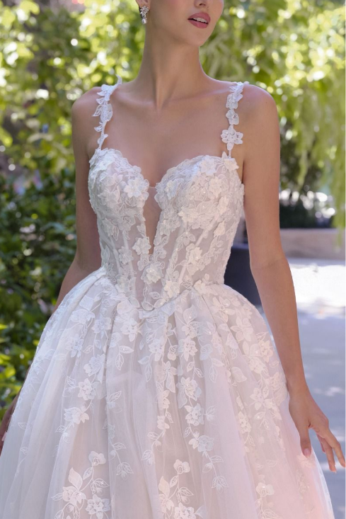 Lace Flowered Bridal Gown - LL058B