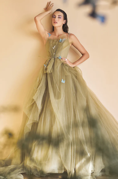 Butterfly Layered Tulle Evening Gown - LL1113EV