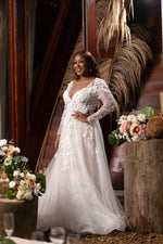 Flowered A - Line Bridal Gown - LL1067B