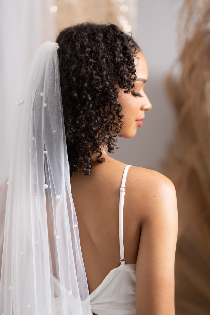 Pearl Beaded Cathedral Veil - LL01VL